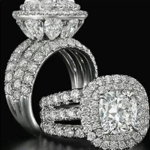 NEW LUXURY ENGAGEMENT 925 STERLING SILVER DIAMOND RING, CUTE RING, SHINY RING. - Picture 6 of 7